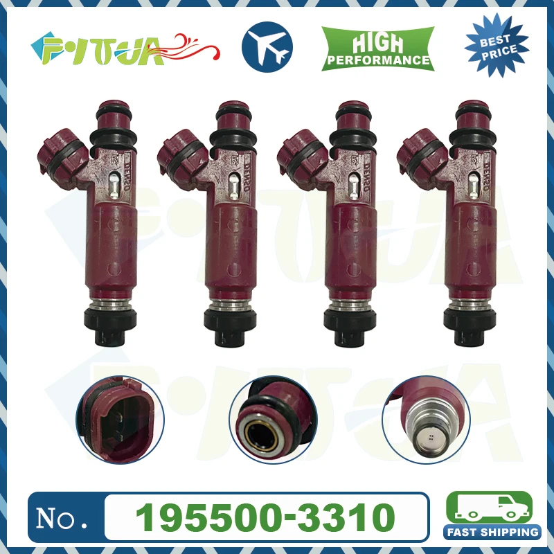 4pcs Fuel injector 195500-3310 For MAZDA 3 BK MX5 1.6L 1.8L L4 B6ZE Z681-13-250 1955003310 195500 3310 Nozzle Injection NEW