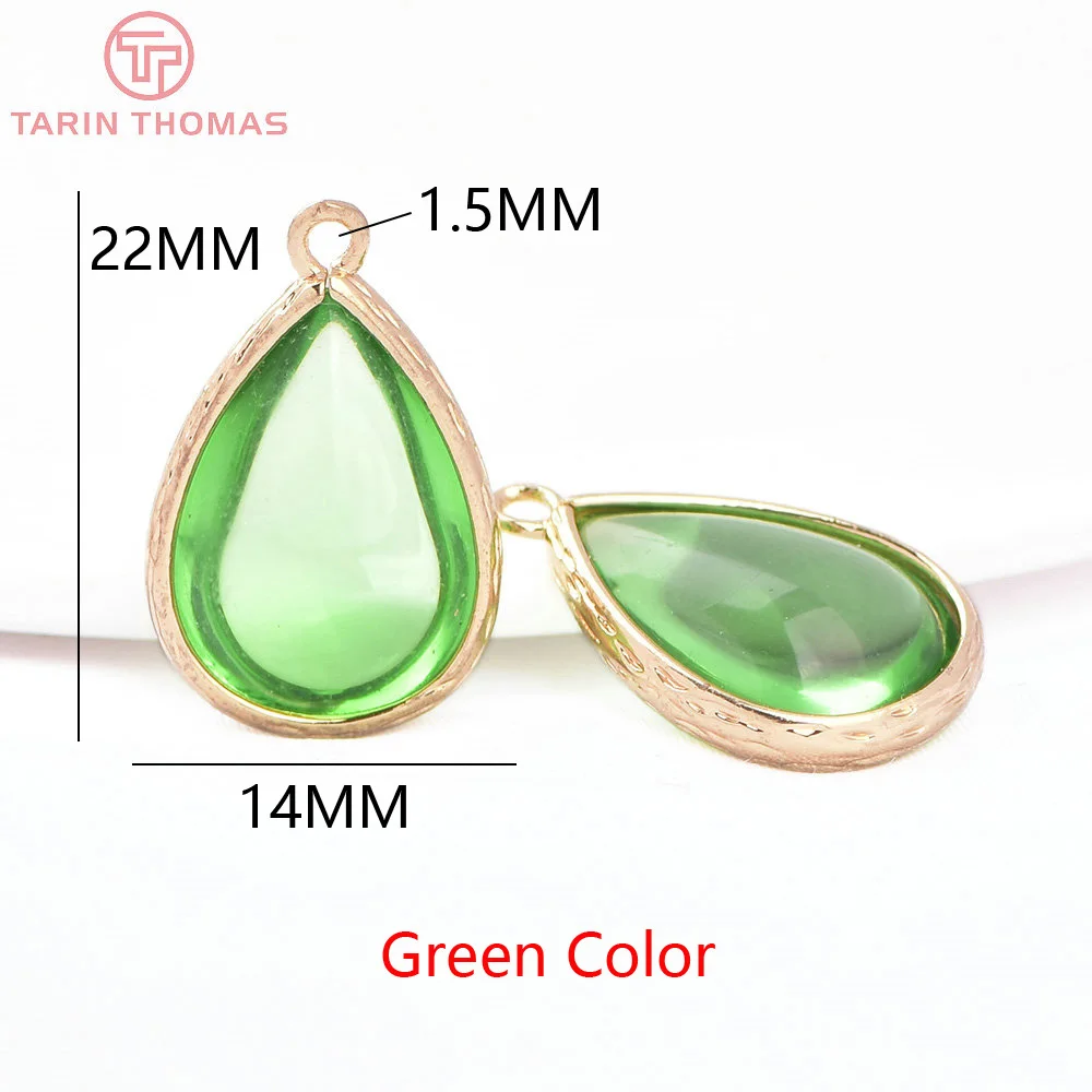 (4122)10PCS 22x14MM 24K Champagner Gold Farbe Messing und Glas Tear Drop Form Charms Anhänger Diy schmuck Erkenntnisse Zubehör – Detail 38