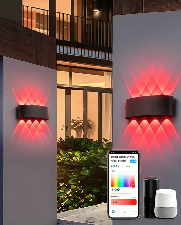 Picture 3: WiFi-Zigbee Tuya Smart LED Waterproof IP65 Wall Lamp RGBCW Color-Changing Wall Lamp Compatible with Google, Alexa
