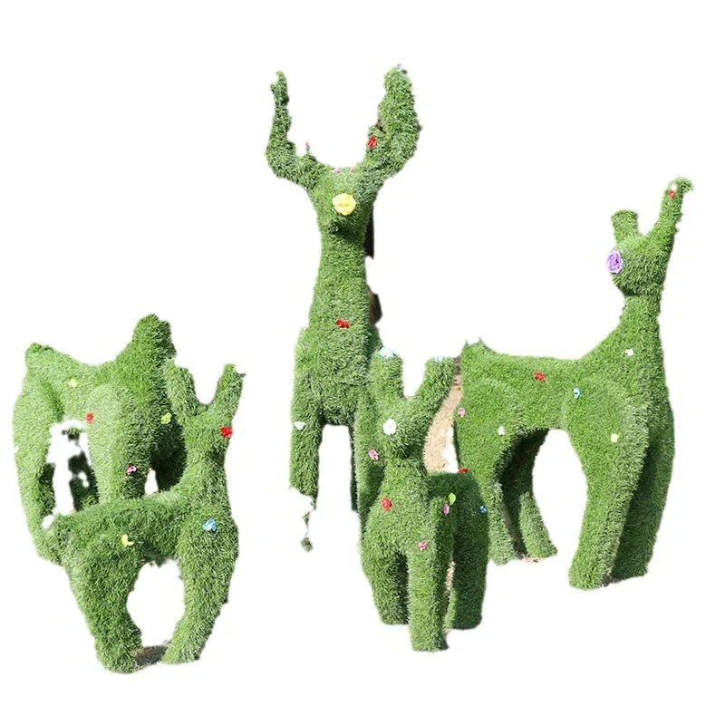 

Green plant sika deer outdoor fiberglass sculpture garden landscape garden courtyard real estate community