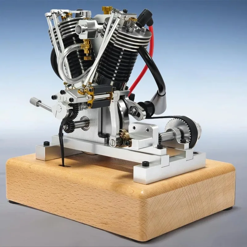 V2 Double Cylinder / V1 Single Cylinder Engine Model Metal Material Physical Mechanical Engine Engine Model Can Start Toy Gift