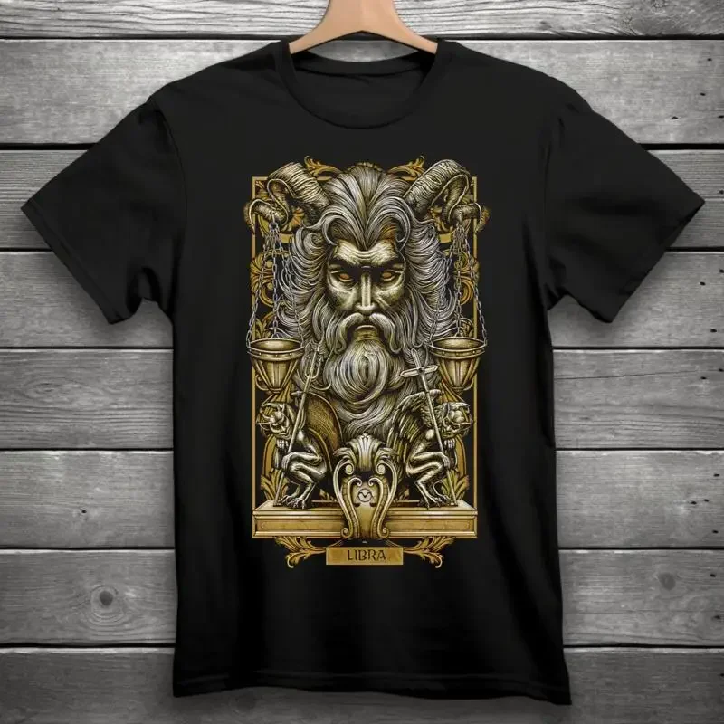 Libra Zodiac Sign Goth Skull Black T Shirt S 3Xl