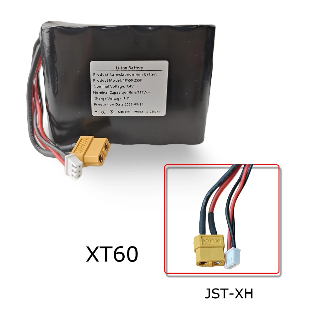 7.4V 15Ah 2S5P 8.4V High Capacity UAV Rechargeable Li-ion Battery for Various RC Airplane Quadrotor XH2.54-3P XT60