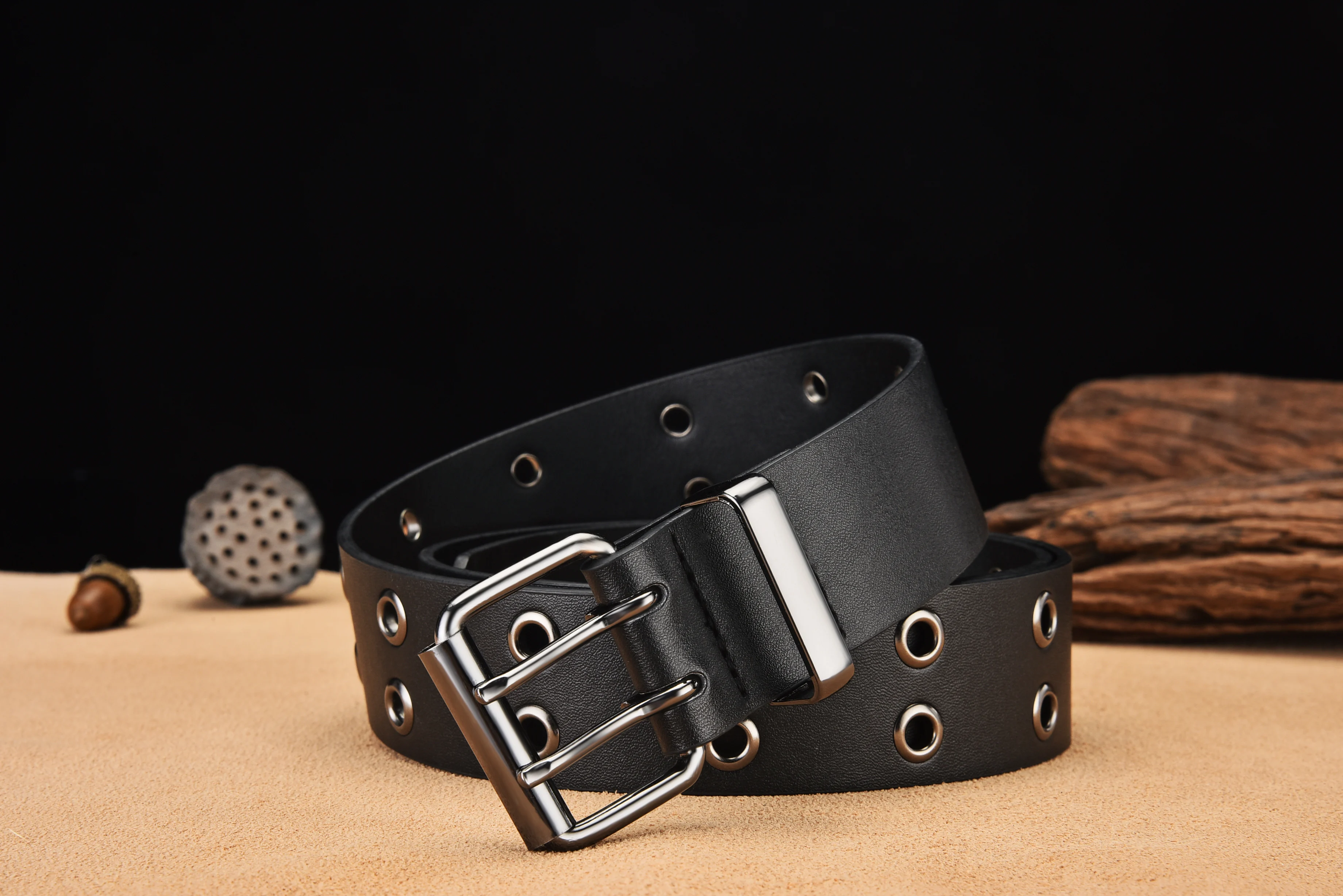 Double Buckle  Metal Microfiber Belt for Men and women
