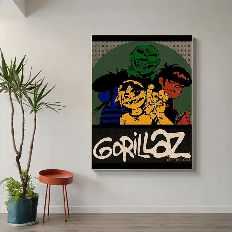 Gorillaz Hip Hop Kraft Paper Good Quality Prints And Posters Kraft Paper Vintage Poster Wall Art Painting Study Aesthetic Art