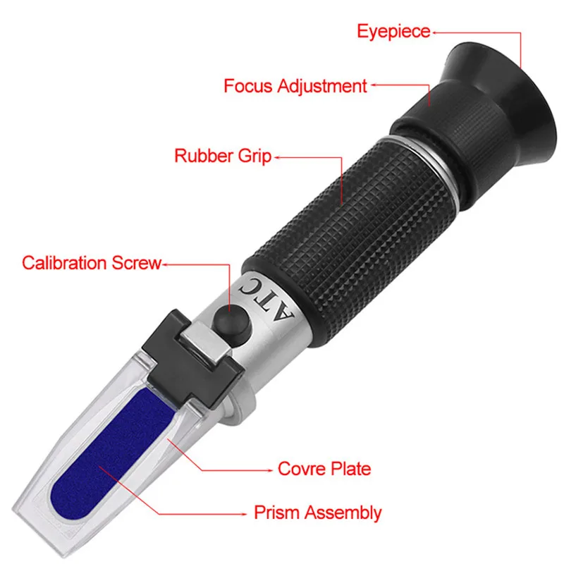 0-90% Sugar refractometer Brix Refratometro for Food Content fruit juice liquids ATC Measurement tool