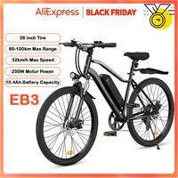 26inch EB3 Electric Bike 250W Motor 36V10.4Ah Battery 100km Range 5-Speed Max Speed 25km/h Dual Suspension City commuting EBike