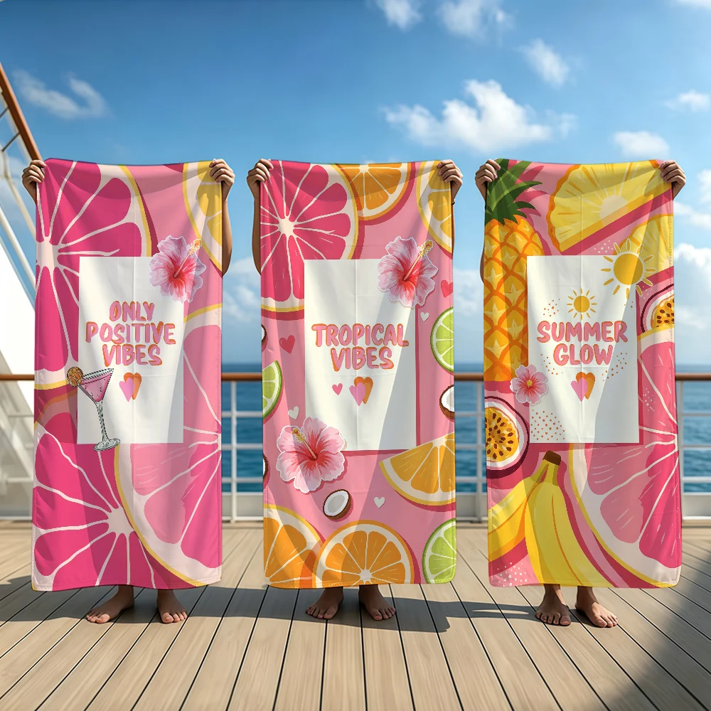 Colorful Summer Fruits Towel Beach Oversized Soft Ultra Absorbent Quick Drying Large Pool Travel Camping Bathroom