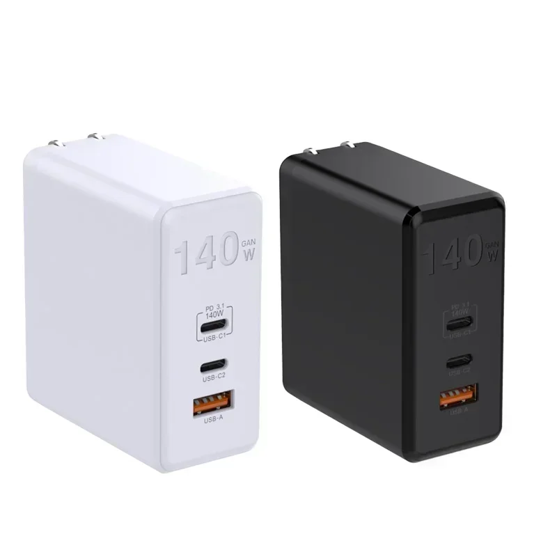 US/EU/UK Plug High Power Rapid Charger PD3.1 140W Rapid Charger PPS Flash Gallium Nitride Charger Triple Port 2C+1A Two Colours