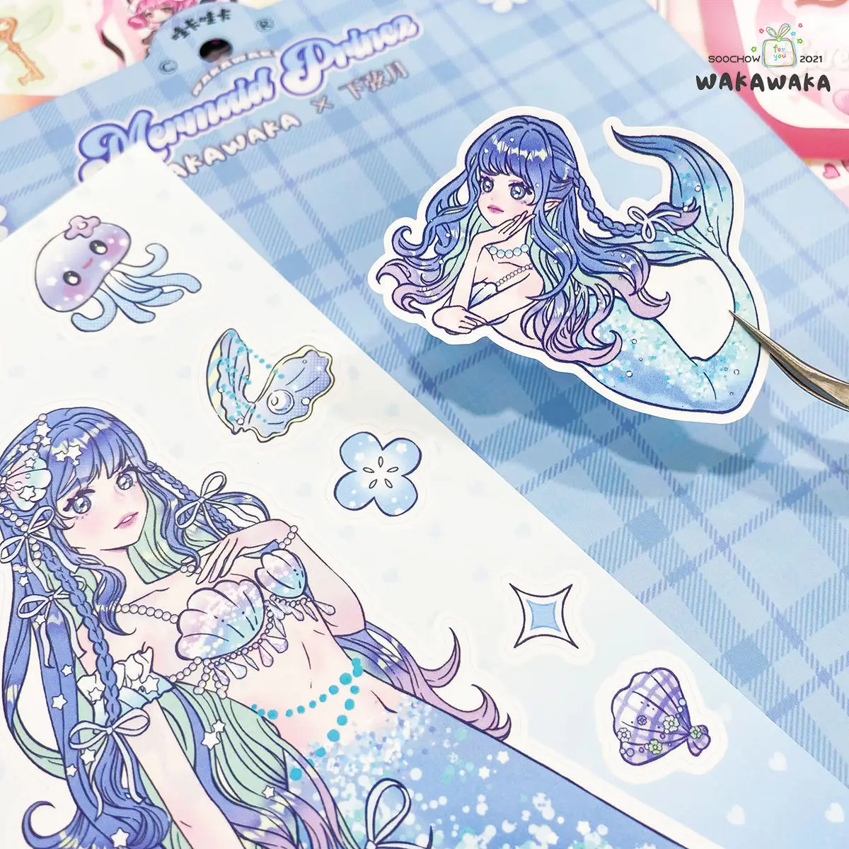6 шт. милые карманные Стикеры для девочек-русалок