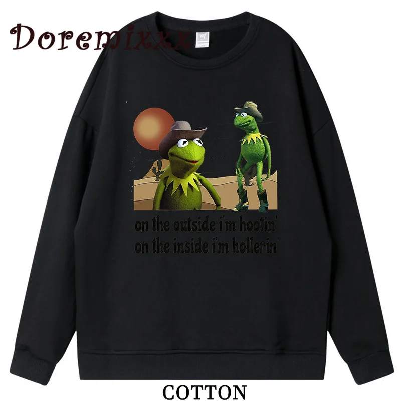 Sudadera con estampado de vaquero Kermit para hombre y mujer, Jersey informal de manga larga, Hip Hop, Unisex, otoño