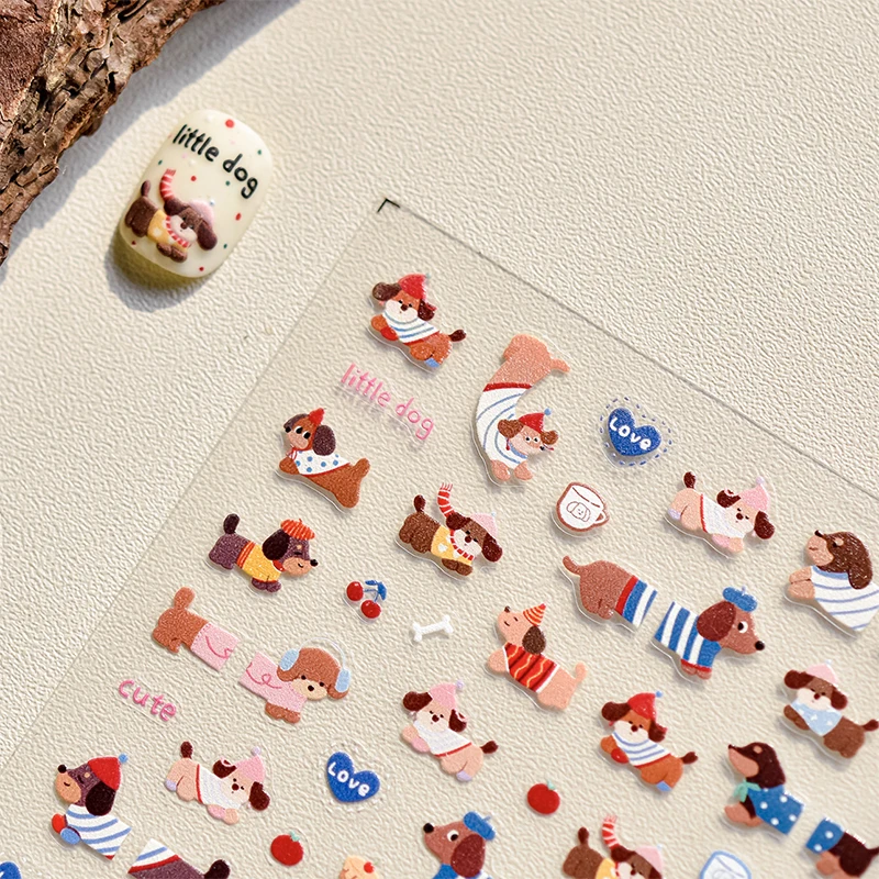 Grafica autoadesiva per unghie con gocce di salsiccia carine Decorazioni per manicure per cartoni animati Adesivi creativi per nail art fai da te Idee regalo