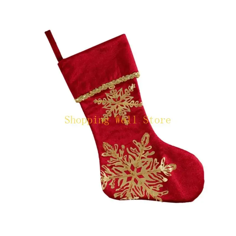KX4B Snowflake Christmas Hanging Calcetines Navidad Bolsas regalo dulces decoraciones navideñas para oficina en casa