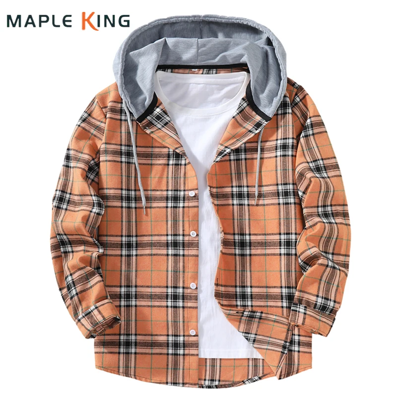 

Men Designer Shirts Vinatge Plaid Hooded Oversized Streetwear Tops Fiesta 2025 New Male Causal Long Sleeve Hip Hop Work Shirt