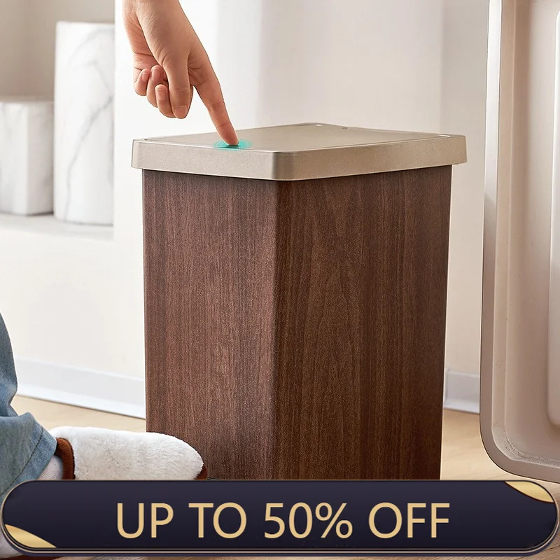 Wooden Waste Bins Bathroom Kitchen Toilet Double Open Trash Can Living Room Toilet Garbage Container Cleaning Tools Waste Bucket