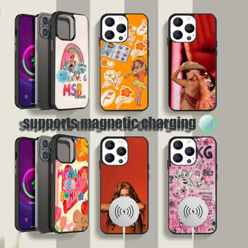 

K-Karol G Manana Shockproof Black Phone Case For iPhone 17,16,15,14,13,12,11,Pro,Max,Plus,Mini,SE4,E Magnetic Wireless Charging