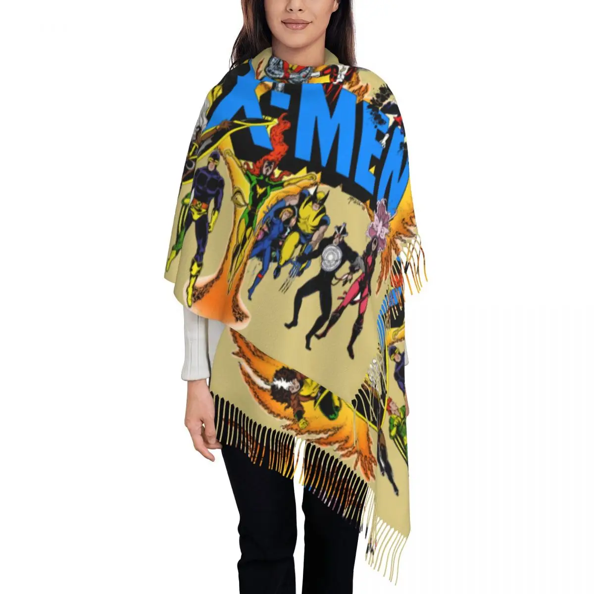 

Custom Printed X-Men Superhero Wallpaper Scarf Women Men Winter Warm Scarves Shawls Wraps