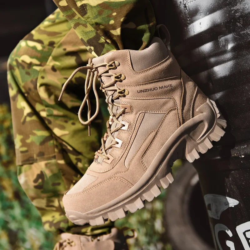 Men's Desert Combat Boots Outdoor Non-slip Tactical Boots Hiking Desert Ankle Hunting Shoes Work Safty Men Boots Botines Zapatos
