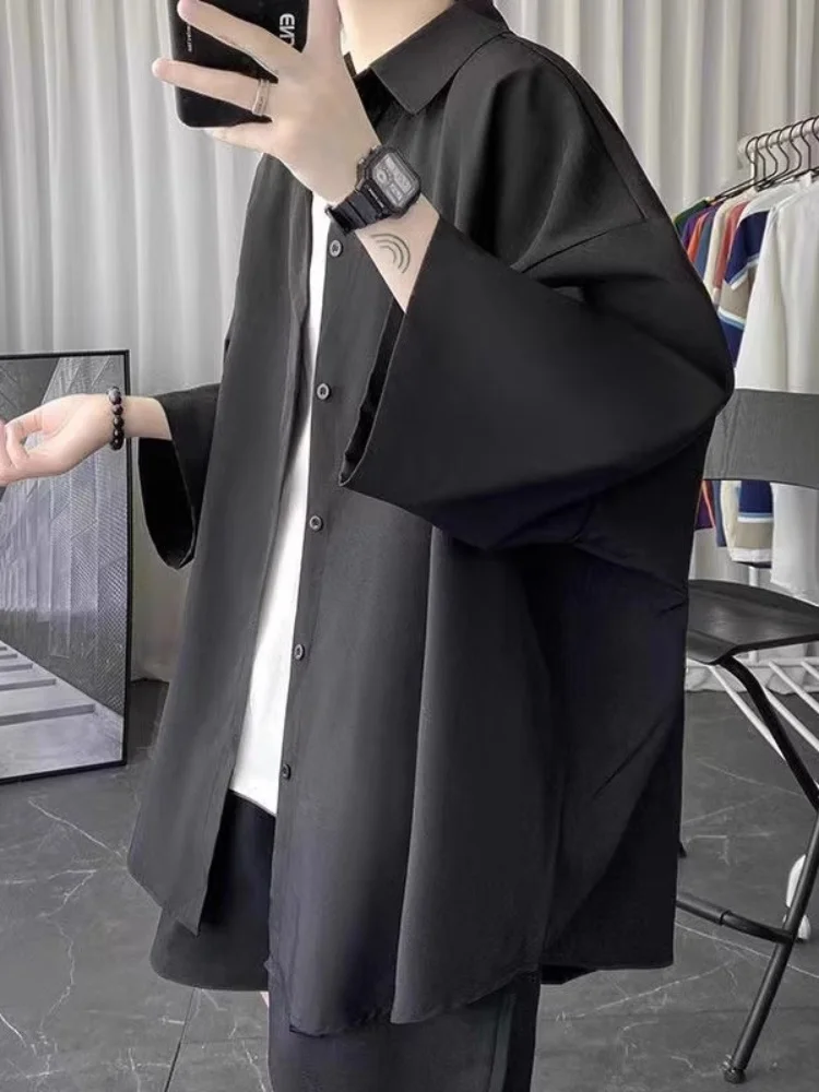 

Extra Large 300 Pou Drapey Seven-Five Sve irt Men Summer Thin Trendy Loose Casual Haome irt Jaet