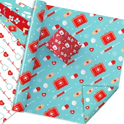 12pcs Happy Nurses Day Pattern Gift Wrapping Paper Baby Birthday Gifts Decorative Packing Paper Party Material Craft Papers