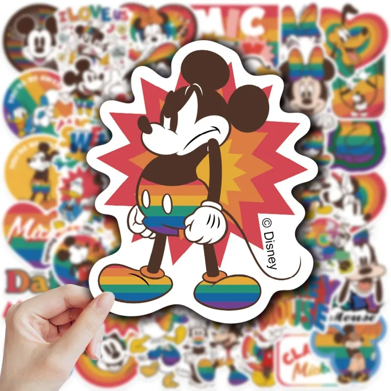 50 sheets of Disney Mickey Mouse Cartoon Animation Creative Color Stickers Cute Fashion Simple Phone Case Laptop DIY Stickers