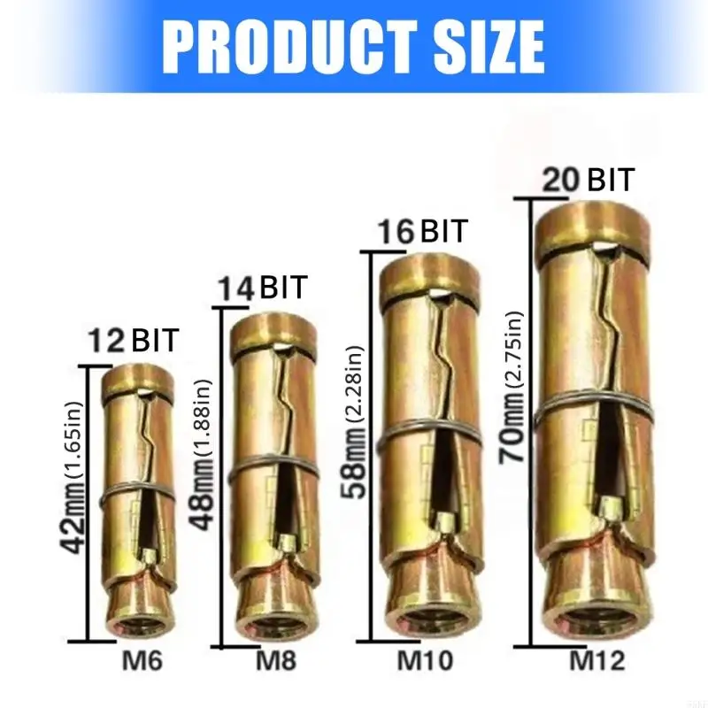 55KF 10pcs M6/8/10/12 Expansion Bolts Fully Threaded Concrete Anchors for Construction Automotive and Practical Machinery view 6