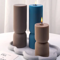 Geometry Cylinder Silicone Candle Mold DIY Nordic Style Stripe Shape Soap Candles Molds Plaster Resin Crafts Making Home Decor