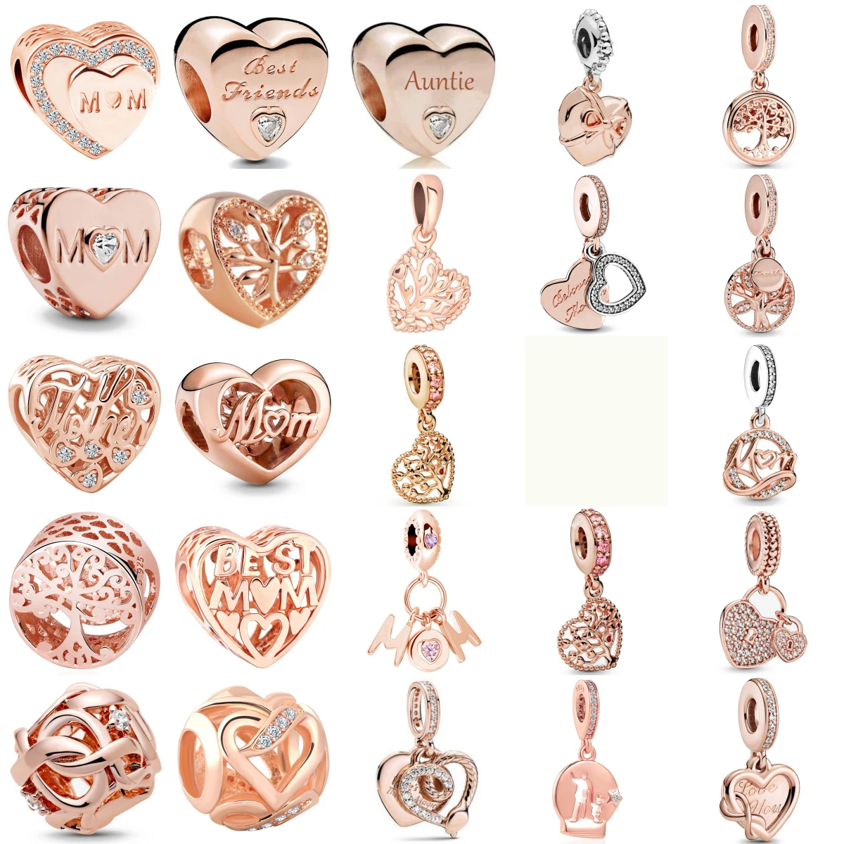 Hot-selling New 925 Silver Rose Gold Family Tree Charm Fitting Bead Suitable For Original Bracelet DIY Women's Exquisite Jewelry