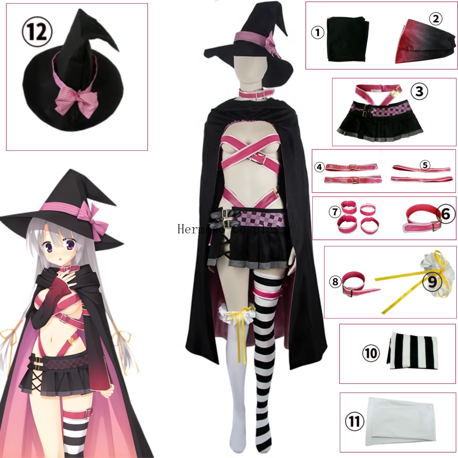 

Anime Sabbat of the Witch Cosplay Ayachi Nene Costume Comic Convention Halloween Carnival Clothes Cloak Hat Socks Props Full Set