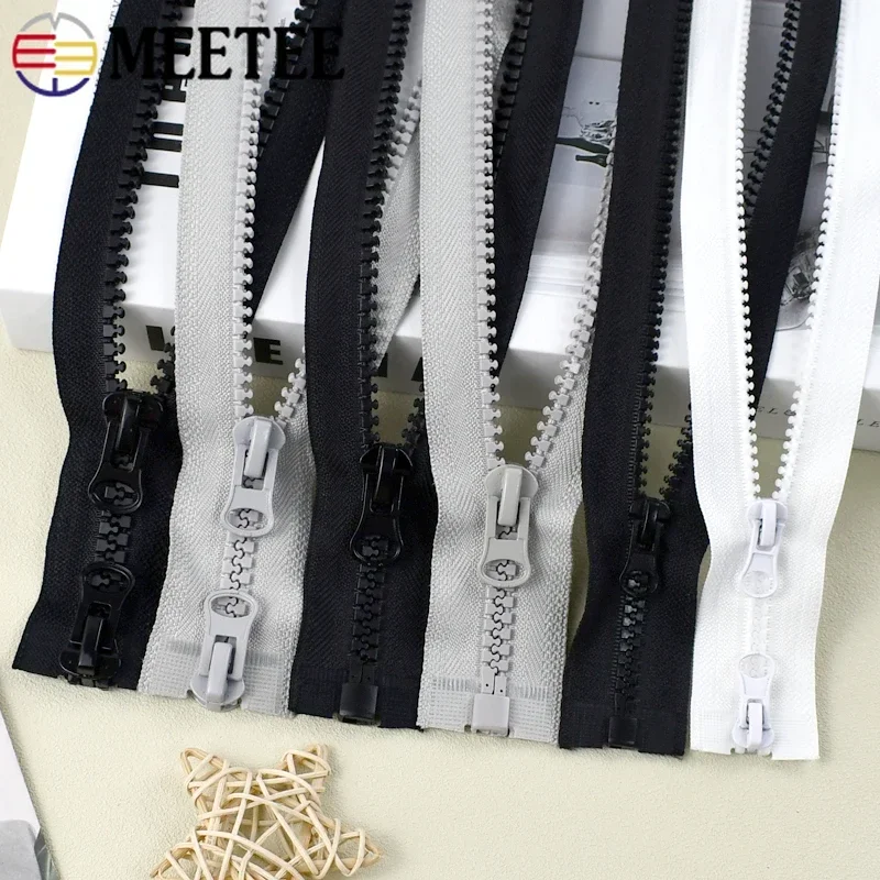 70-200cm 8# Resin Zipper for Clothes Single/Double Open-End Zip Garment Jacket Large Zips Bag Closure Sewing Zippers Repair Kits