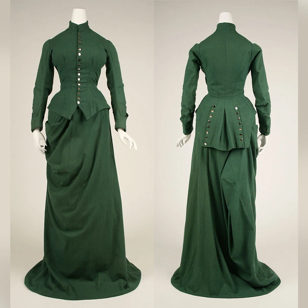 18th Century American Victorian Green Riding habit Dress 1860s Victorian Inspired Travel Suit Custom Made