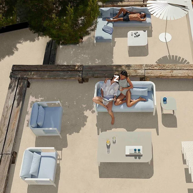 Outdoor Stainless Steel Sofa Tables and Chairs Waterproof Hotel Outdoor Terrace Balcony Sales Office Garden Modern Leisure Table