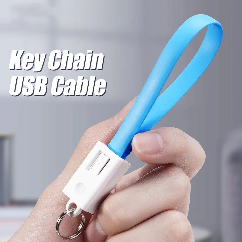 Portable USB Cable Keychain Type C Micro Usb Data Short Cables for Apple Samsung Huawei Xiaomi Mini Key Chain Charger Cord Wire