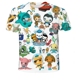 Kinder Sommer Cartoon Oktonauten Junge Mädchen 3D-Druck T-Shirt Mode Kurzarm O-Ausschnitt lustige T-Shirts Top Geschenk für Kinder Kleidung