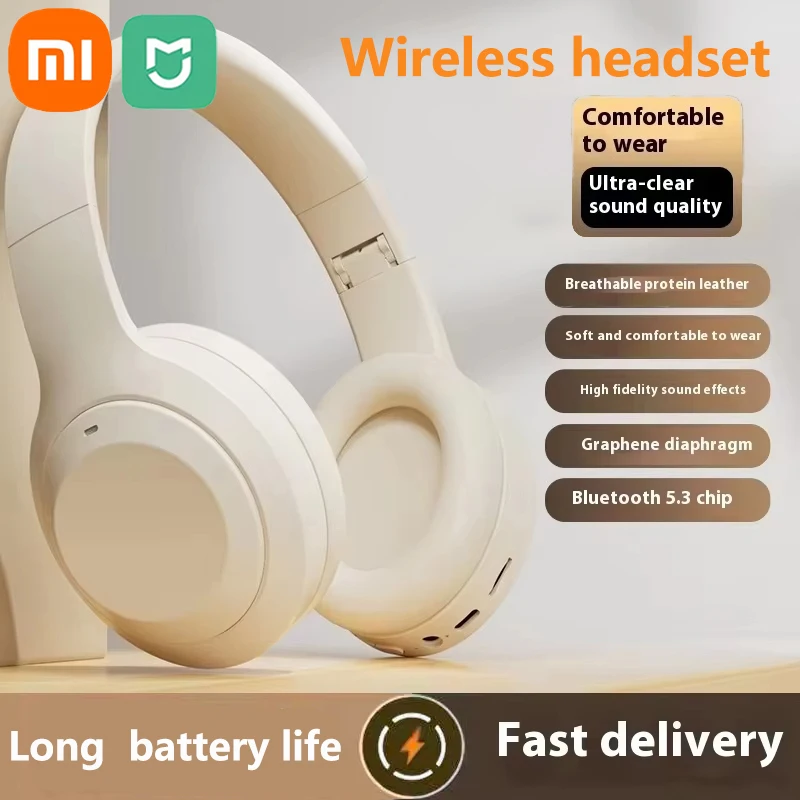 Xiaomi MIJIA Wireless Headset Bluetooth HiFi 5.3 Stereo Earphones Noise Cancelling Gaming Headband Foldable with Mic Earbuds New