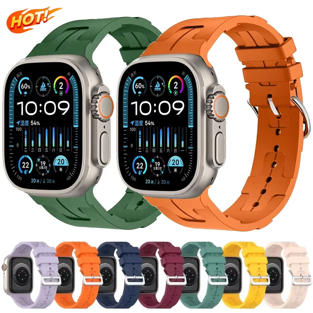 

Silicone Strap For Apple Watch Ultra 2 49mm Original Rubber Band For iWatch Series 10 9 8 7 6 5 SE 45mm 41mm 44mm 42mm 46mm 40mm