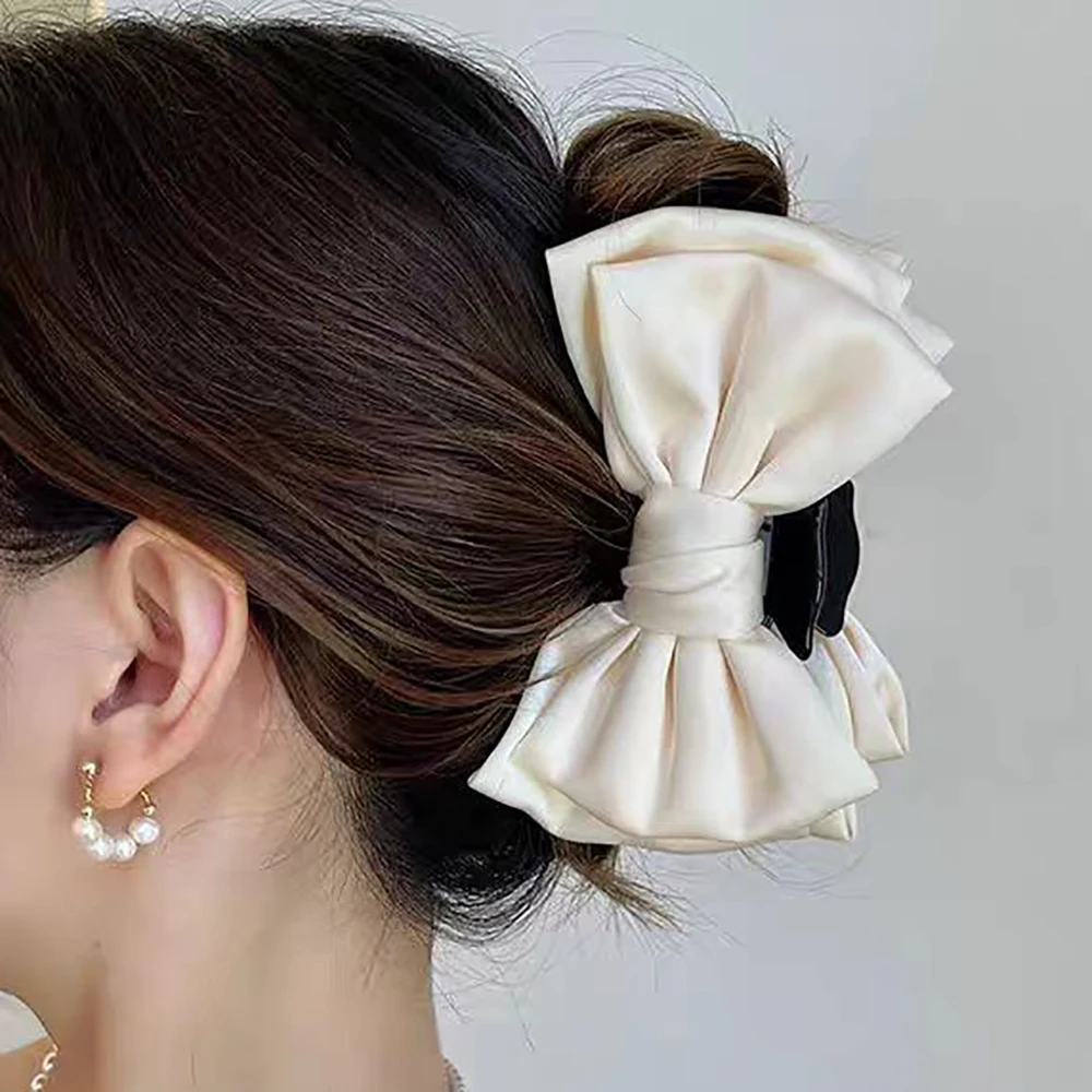 Prinzessinnen-Kopfschmuck Doppelseitige Große Schleife, Haarklammer, Elegante Haifischklammer, Damen-Haarspange 2 Stück