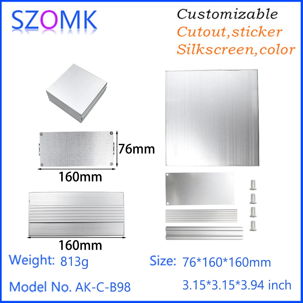 1Pcs SZOMK aluminum extruded enclosure junction box electronic diy aluminum project box wall mount pcb box