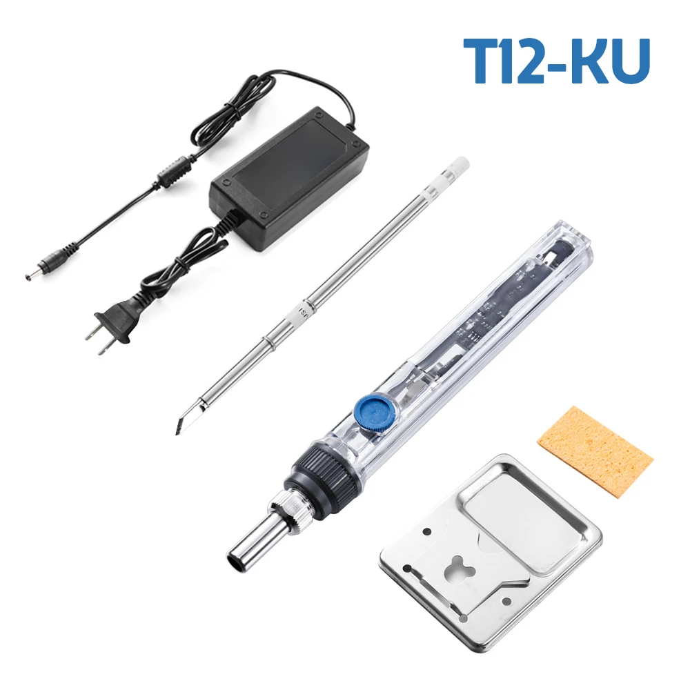 DC12-24V T12 OLED 72W Electric Soldering Iron Set Adjustable Temperature Portable Solder Welding Pen K ILS KU Head Tip Tools