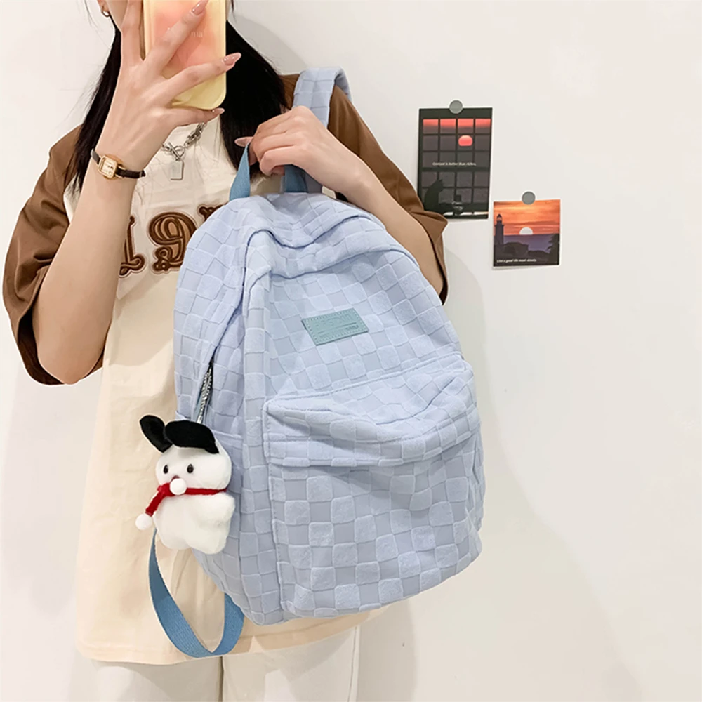 Large Capacity Ladies Backpack Solid Color High Quality Canvas Ladies Student Bag Fashion New Women Shoulder Bags Bolsa Feminina