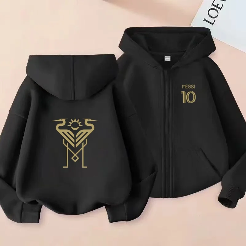 

Children Cardigan Football Idol No. 10 Hoodie Zipper Style Long Sleeves Sports Coat Boys Girls 3-12Yrs Fashion Loose Casual Top