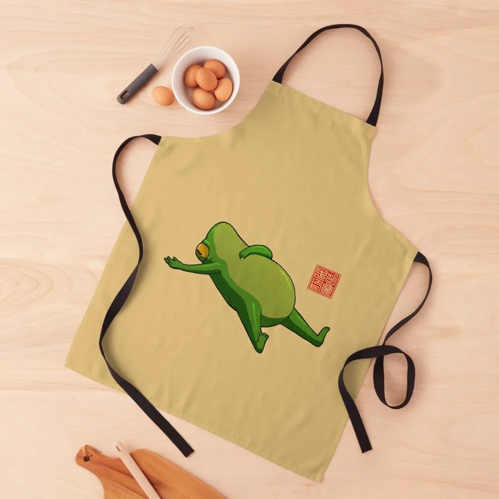 

Yoga Frog Mood Apron Kitchen Kawaii Accessories esthetician Teacher Apron