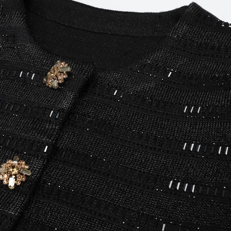 High-Quality Short Women's Cardigan Heavy-Embroidery Rhinestone Spring Autumn New Style Fashionable Cleanfit Long Sleeve Coat