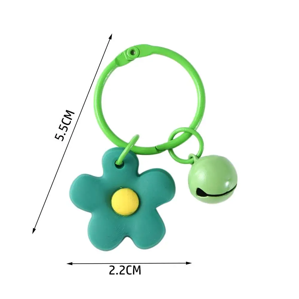 Wild Cute Women Bell Candy Color Flower Keychain Key Ring Bag Pendant Fashion Jewelry