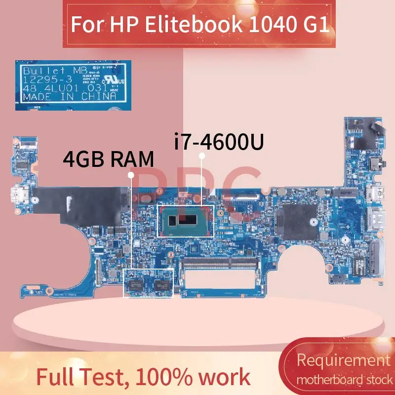 

Материнская плата для ноутбука HP Elitebook 1040 G1 i7-4600U 12295-3 4 ГБ на плате SR1EA DDR3, материнская плата для ноутбука