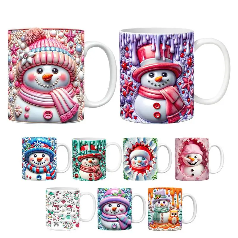 Ceramic Coffee Mug  3D painted Christmas snowman coffee cup Tea Hot Tea Cups Milk Tea Cup Breakfast Mug Kitchen cup water mug