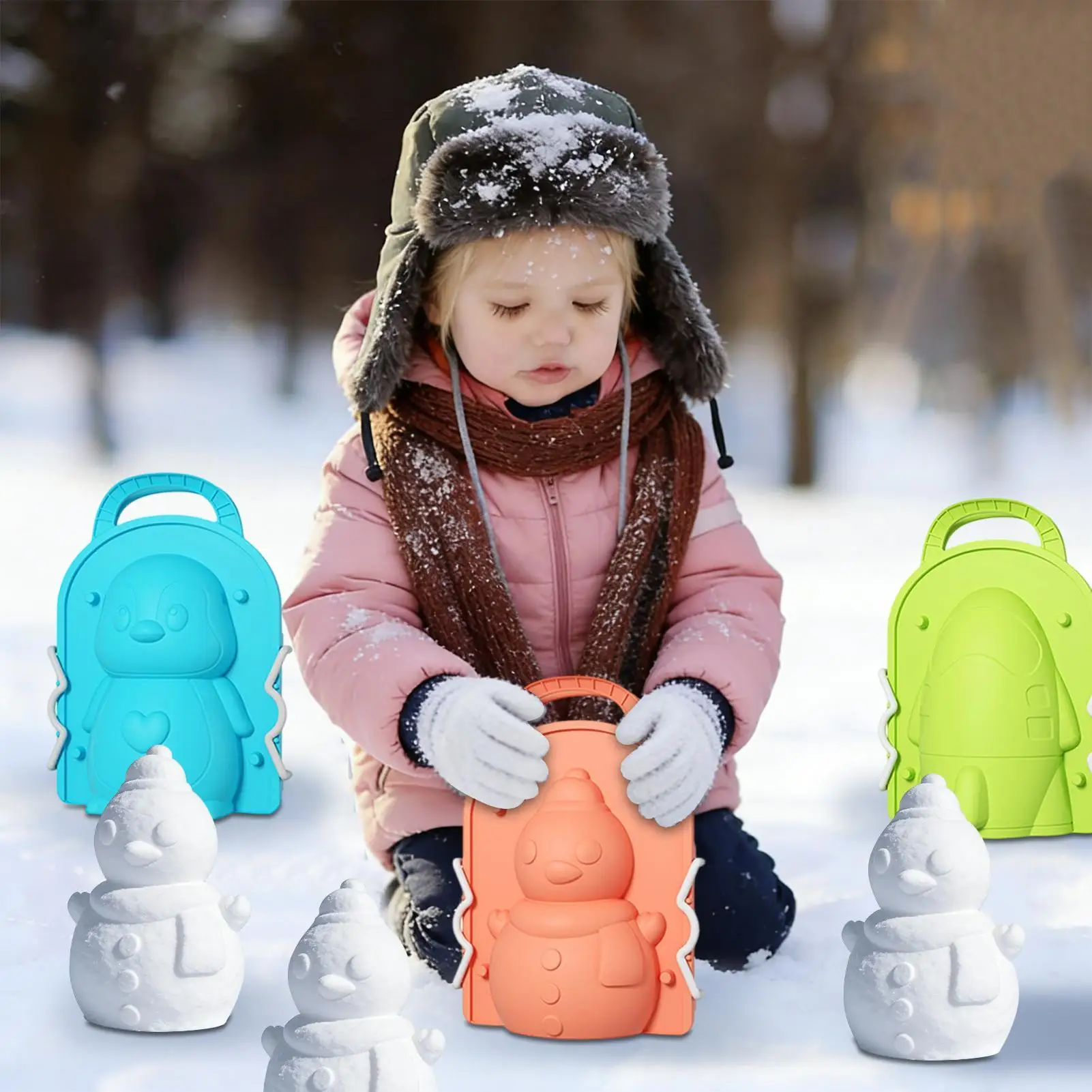 어린이용 눈덩이 만들기 장난감 6개 세트 재미있고 귀여운 눈놀이 장난감 게임용 해변 크리스마스 가족 겨울 시간용