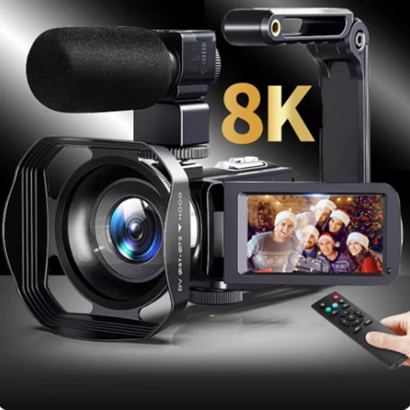 8K Video Camera 3 Inch LCD Touch Screen 60FPS/64MP 18x Digital Zoom Camera Recorder Ultra HD WIFI Portable Recording Camcorder