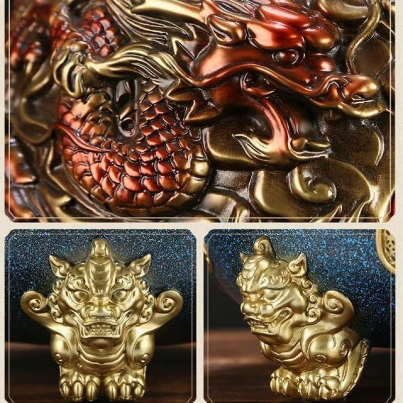 Attract Wealth Dragon Nine Turns Qiankun Tripod Ornaments Home Living Room Store Opening Gift