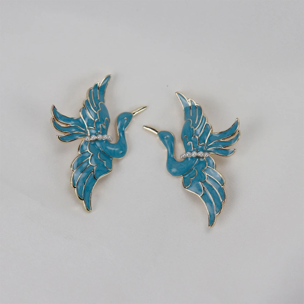 

2pcs Enamel Crane Brooch Vintage Breastpin Girl Banquet Brooch Chinese Style Fashion Accessories Gift Elegant Pins